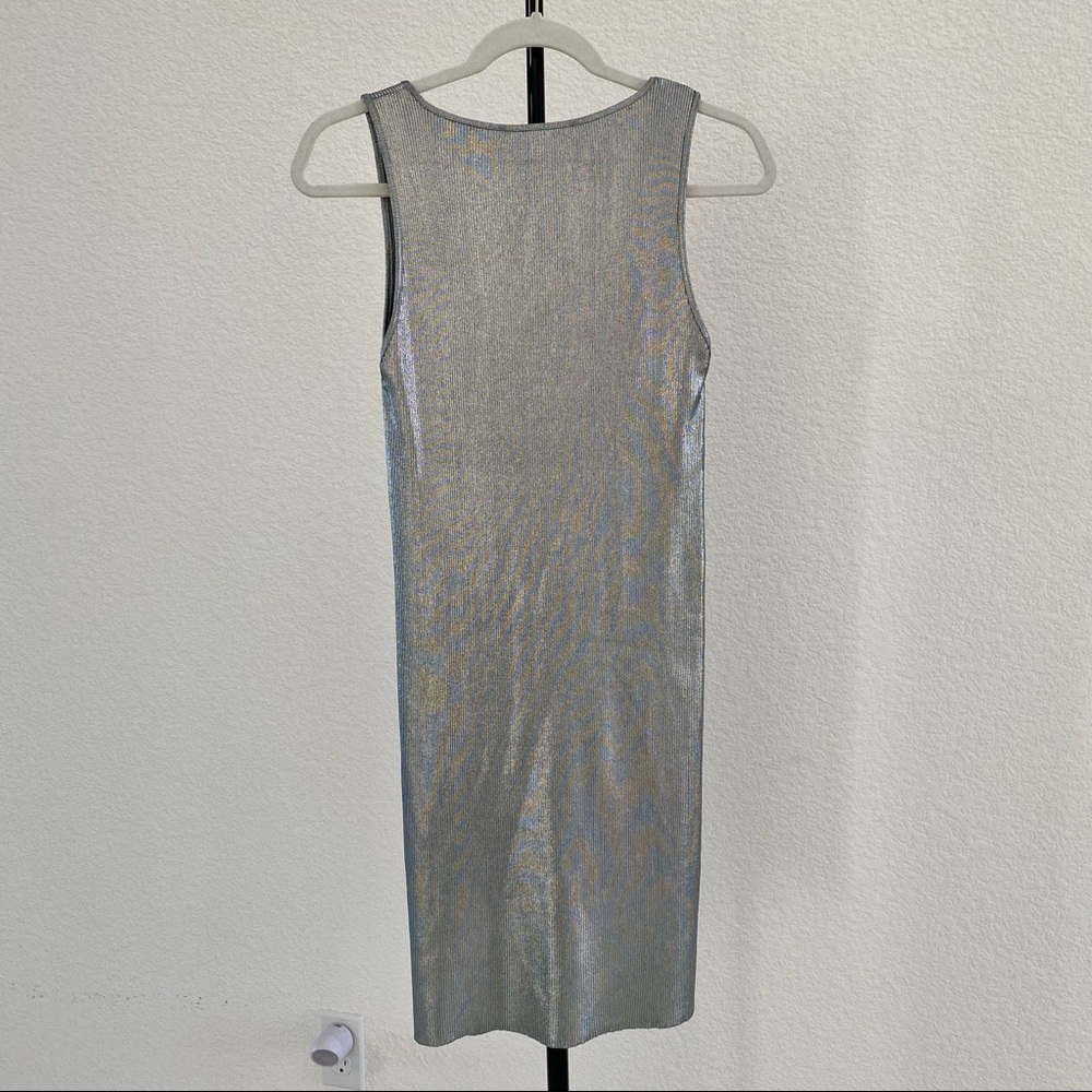 ZARA Silver Metallic Ribbed Mini Dress - Picture 5 of 10